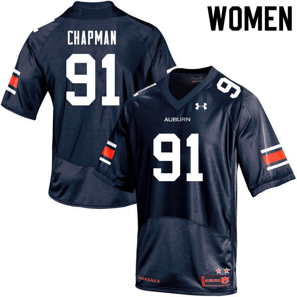 Women #91 Oscar Chapman Auburn Tigers College Football Jerseys Sale-Navy